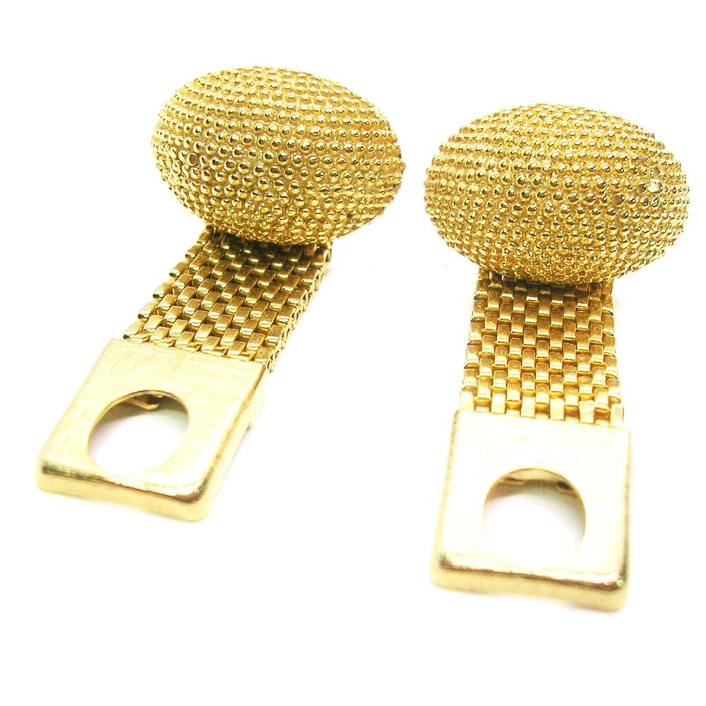 Vintage Mesh Wrap Cufflinks gold tone classic HADLEY Formal Shirt Accessory